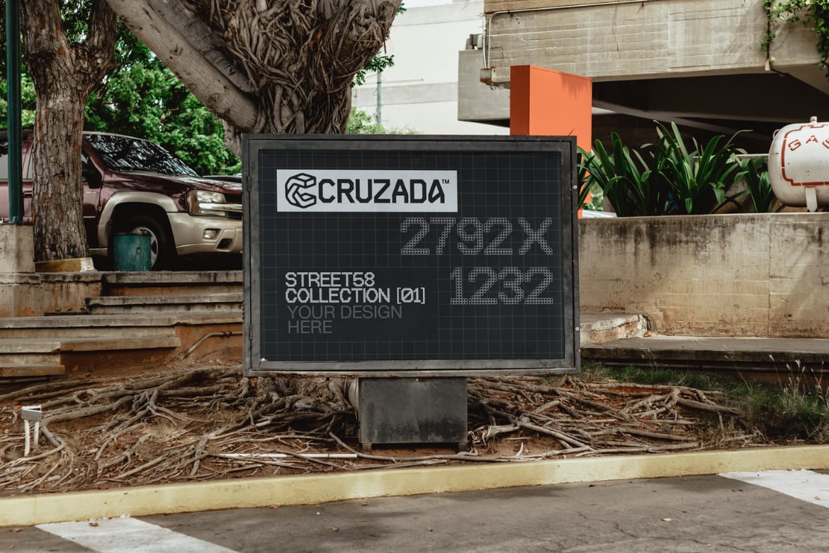 Billboard on Parking Mockup