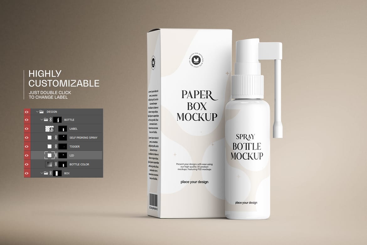Plastic Throat Spray Bottle Mockup