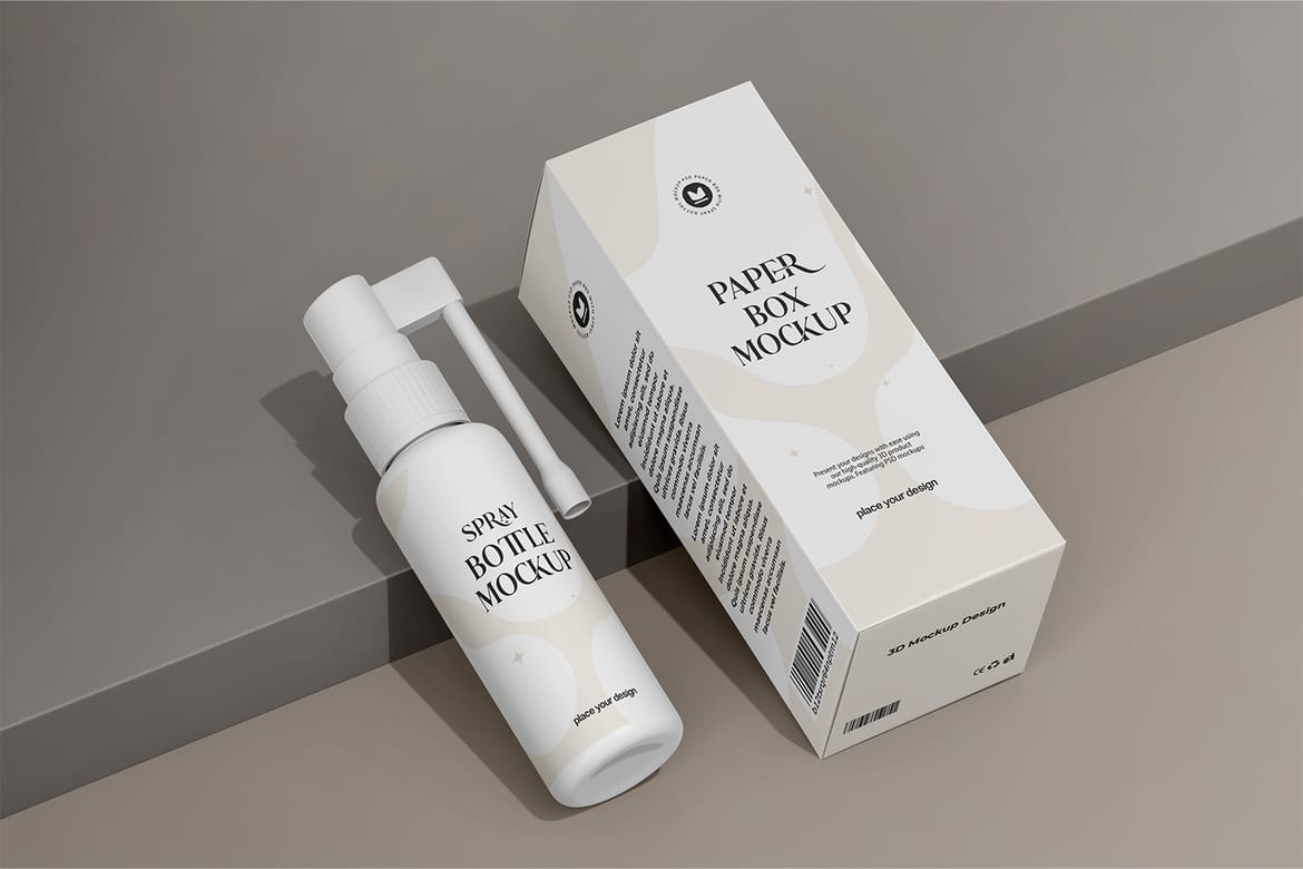 Plastic Throat Spray Bottle Mockup