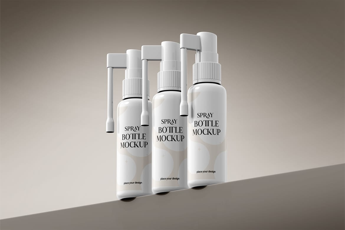 Plastic Throat Spray Bottle Mockup
