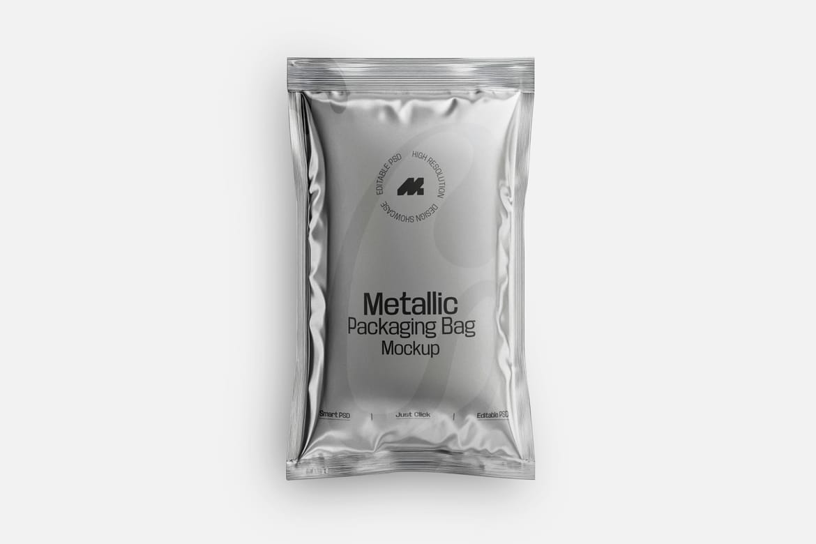 Packaging Metallic Sachet Mockup