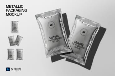 Packaging Metallic Sachet Mockup