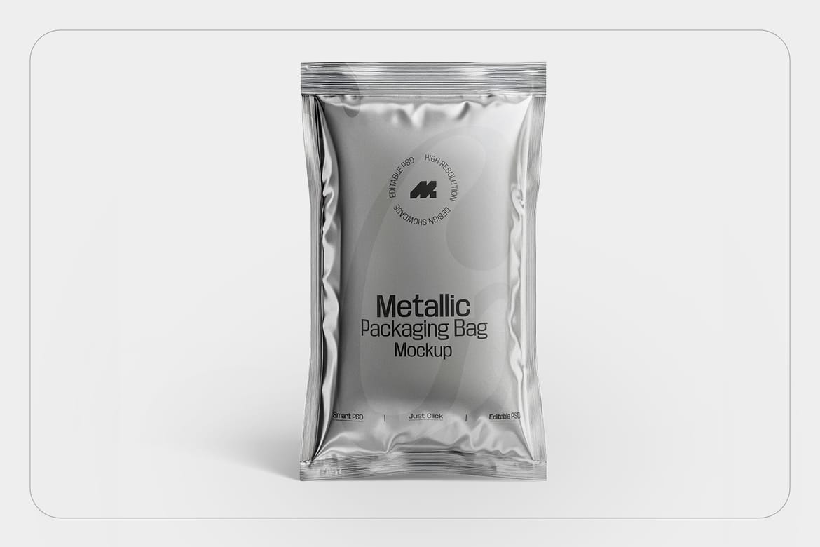 Packaging Metallic Sachet Mockup