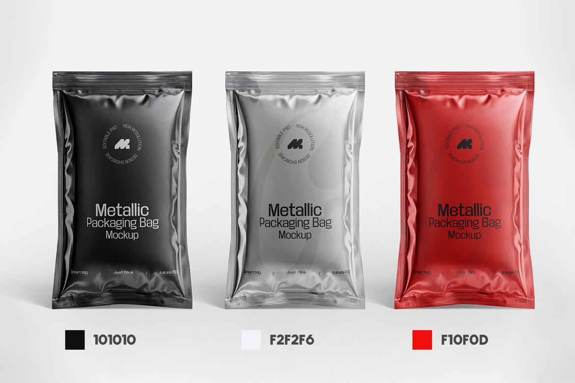 Packaging Metallic Sachet Mockup