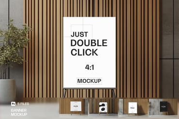 Wooden A-Stand With Poster Board Mockup