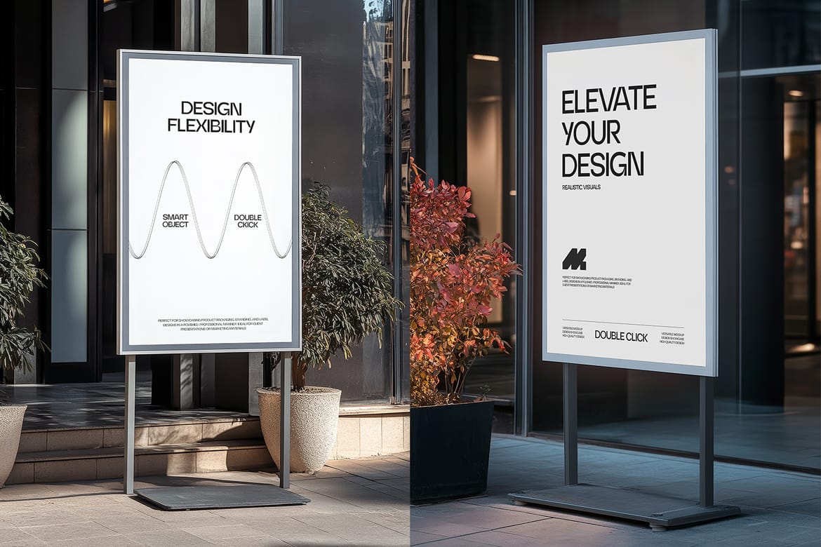 Street Signboard Stand Mockup