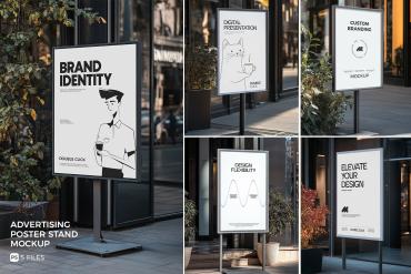 Street Signboard Stand Mockup