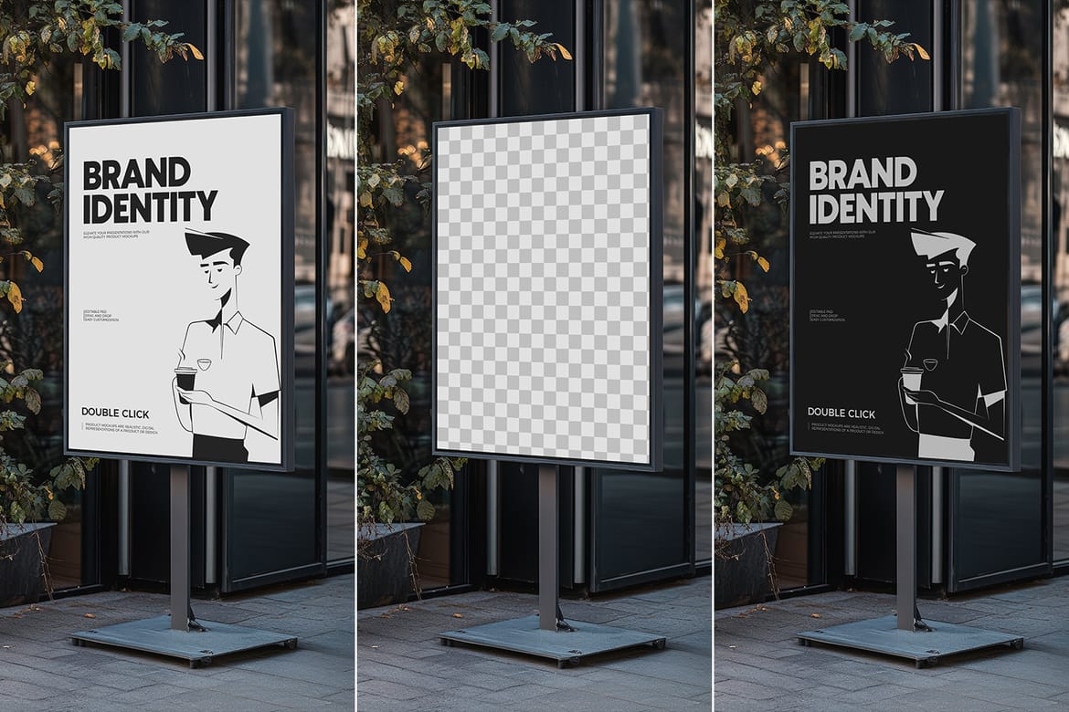 Street Signboard Stand Mockup