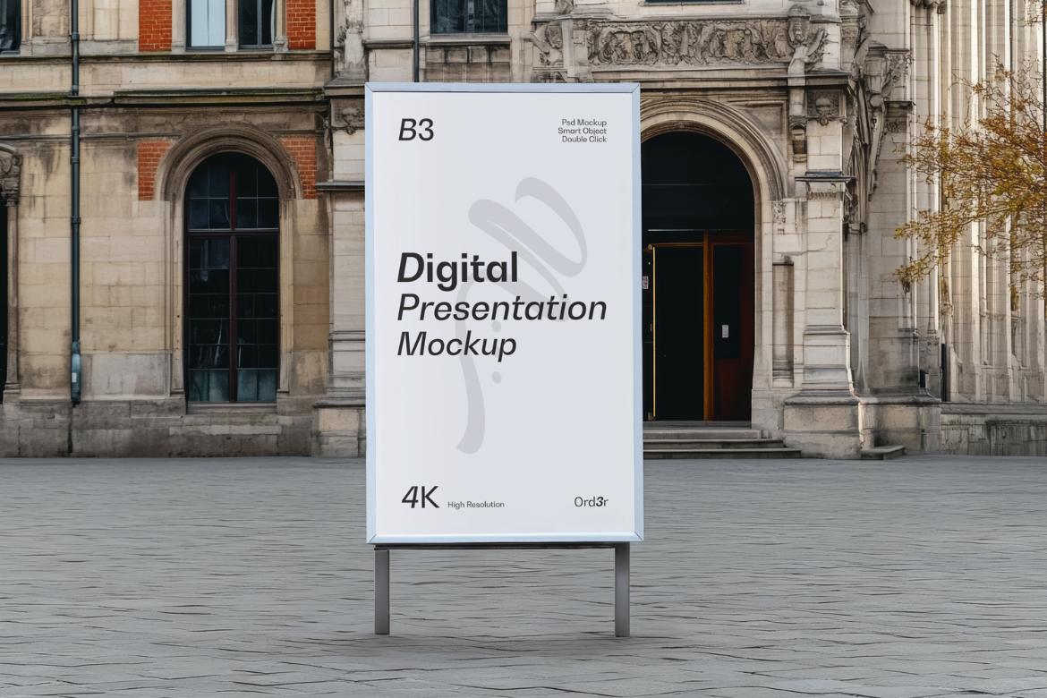 Sidewalk Poster Board Mockup