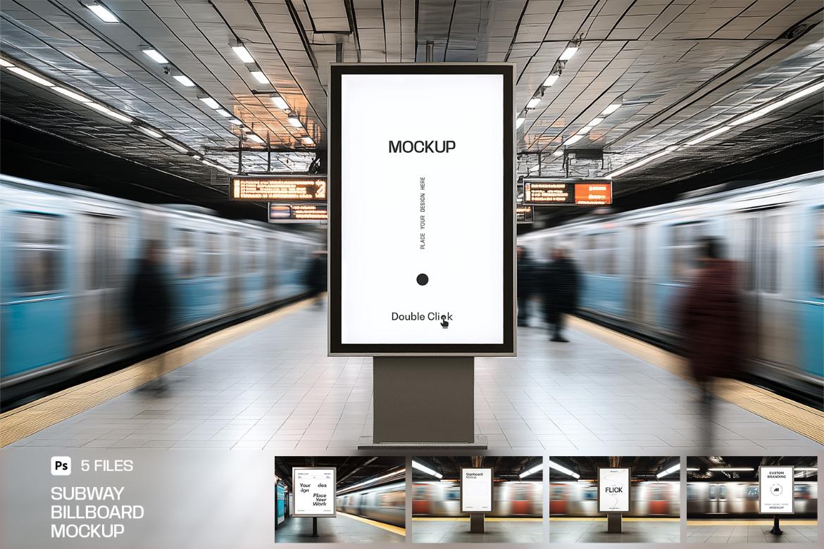 Metro Station Mupi Billboard Mockup