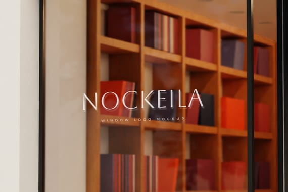 Window glass storefront logo mockup