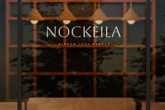 Window glass storefront logo mockup