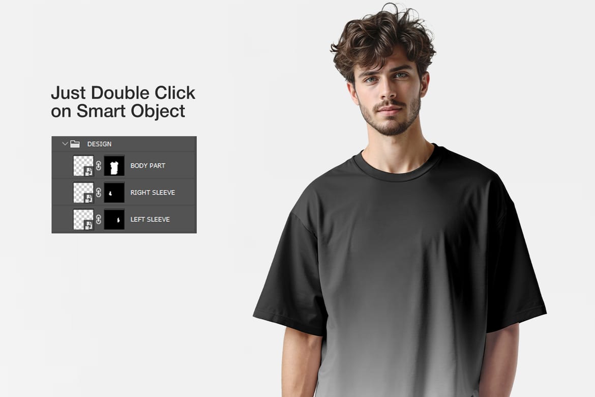 Crew Neck  Oversized T-shirt Mockup 