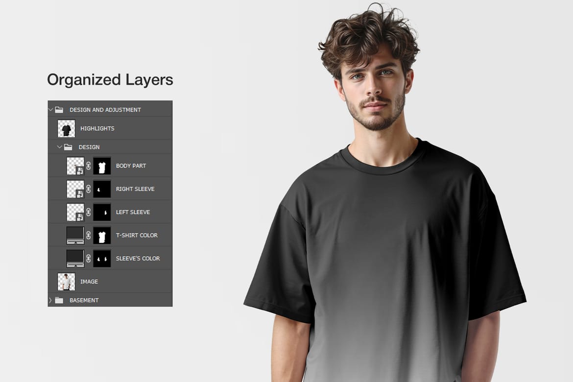 Crew Neck  Oversized T-shirt Mockup 