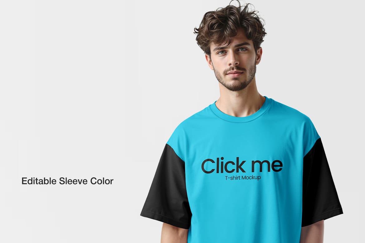 Crew Neck  Oversized T-shirt Mockup 