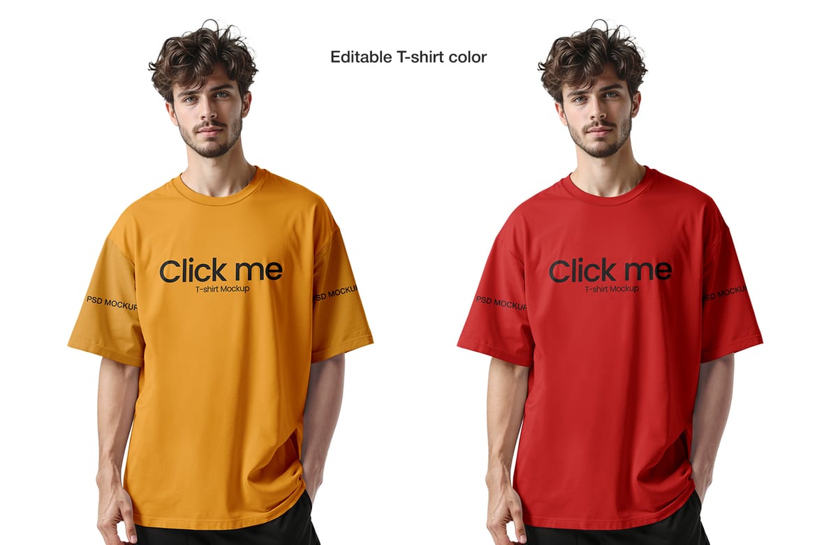 Crew Neck  Oversized T-shirt Mockup 