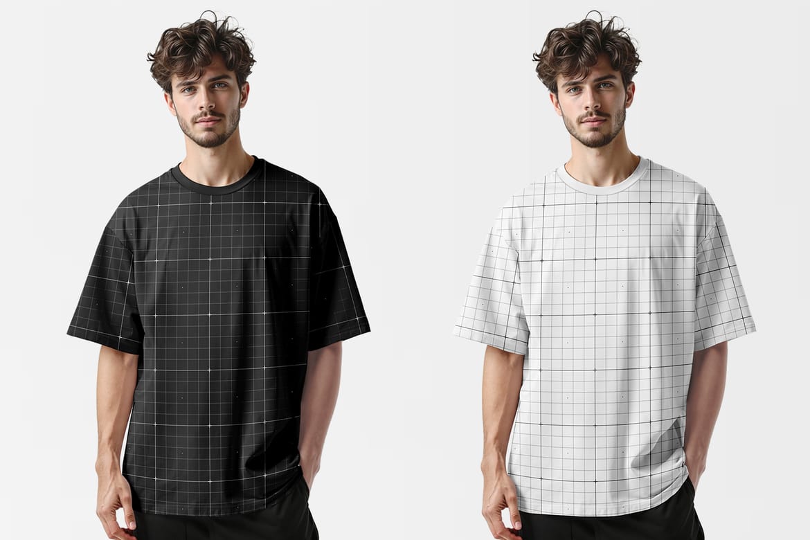 Crew Neck  Oversized T-shirt Mockup 