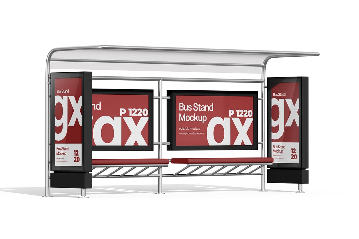 City Bus Stop Billboard Mockup 