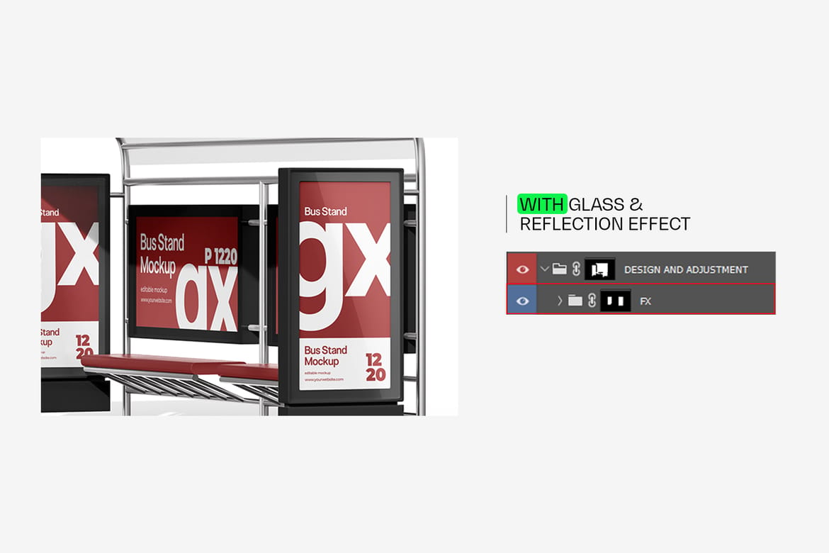 City Bus Stop Billboard Mockup 
