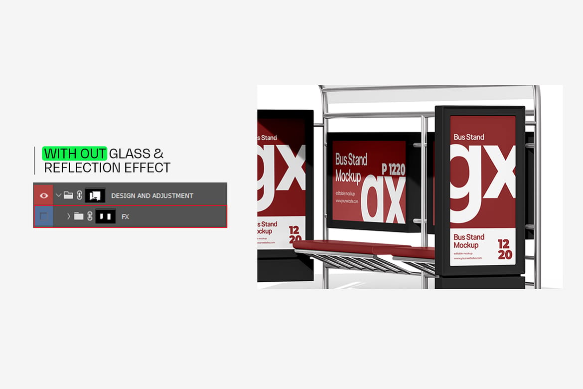 City Bus Stop Billboard Mockup 