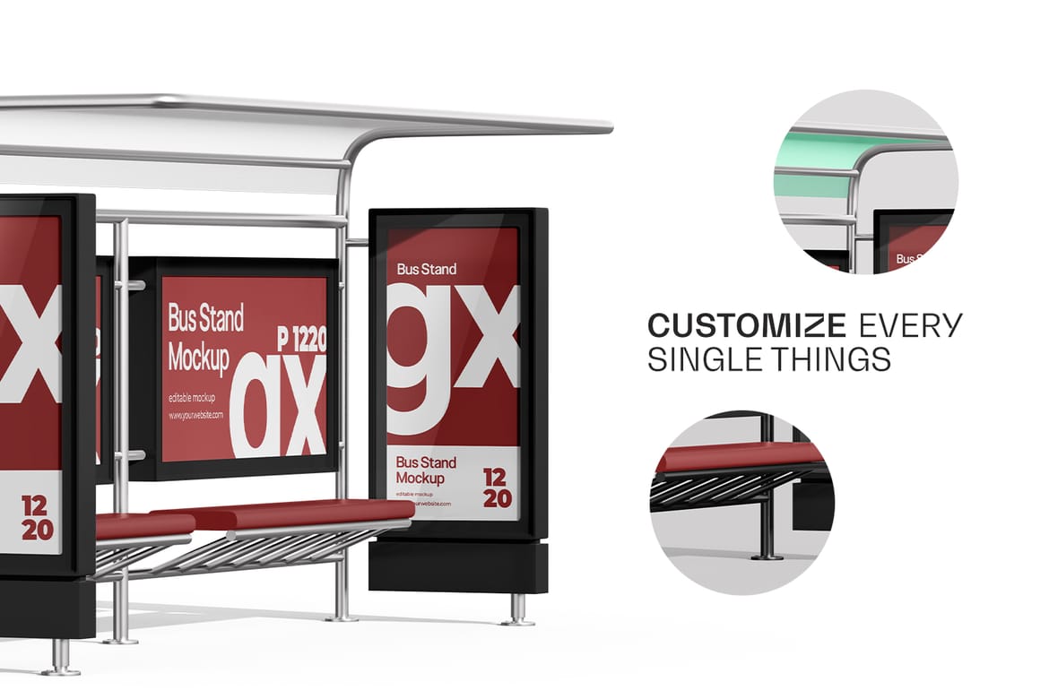 City Bus Stop Billboard Mockup 