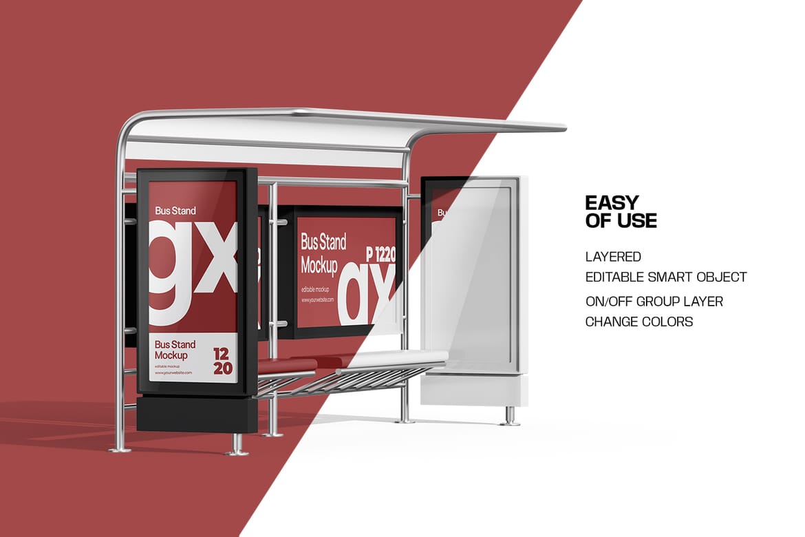 City Bus Stop Billboard Mockup 
