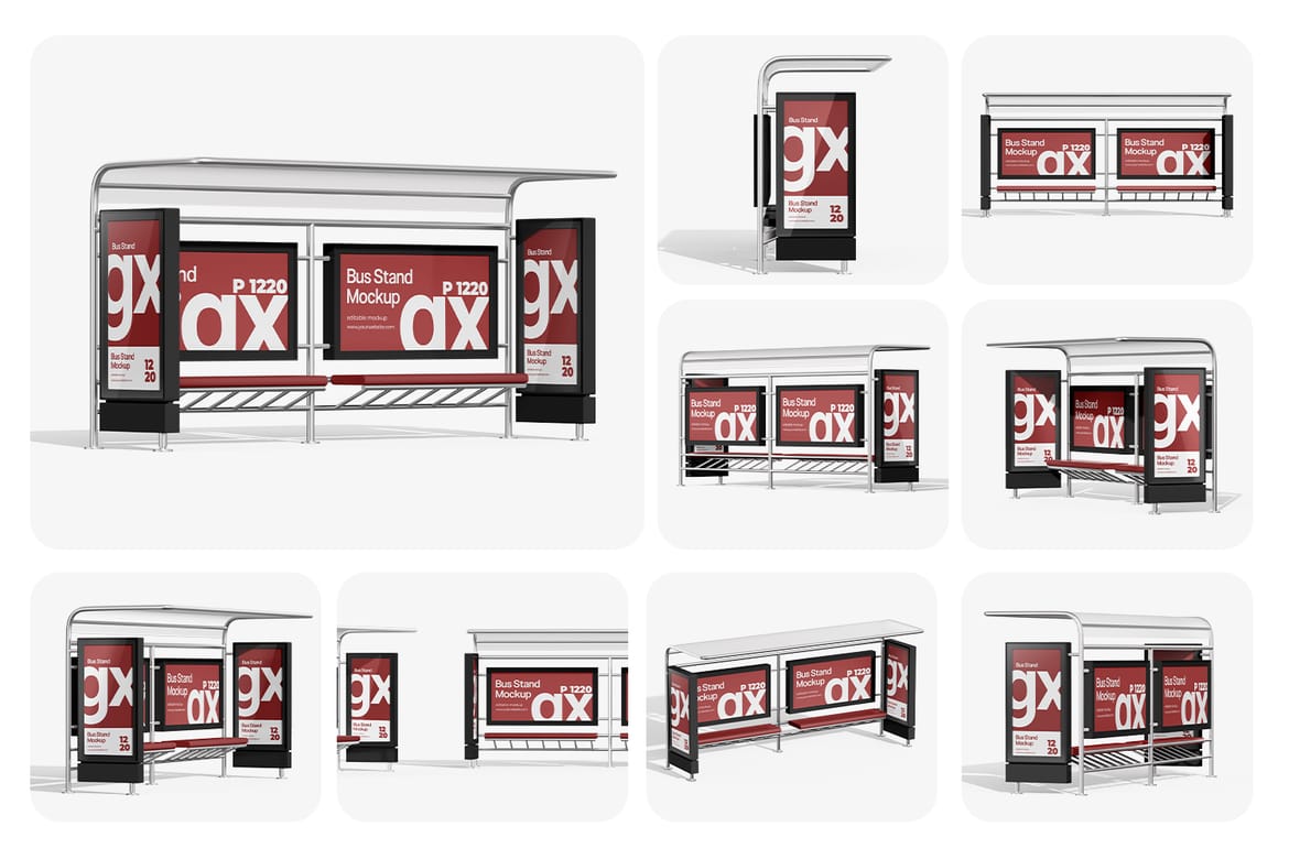 City Bus Stop Billboard Mockup 