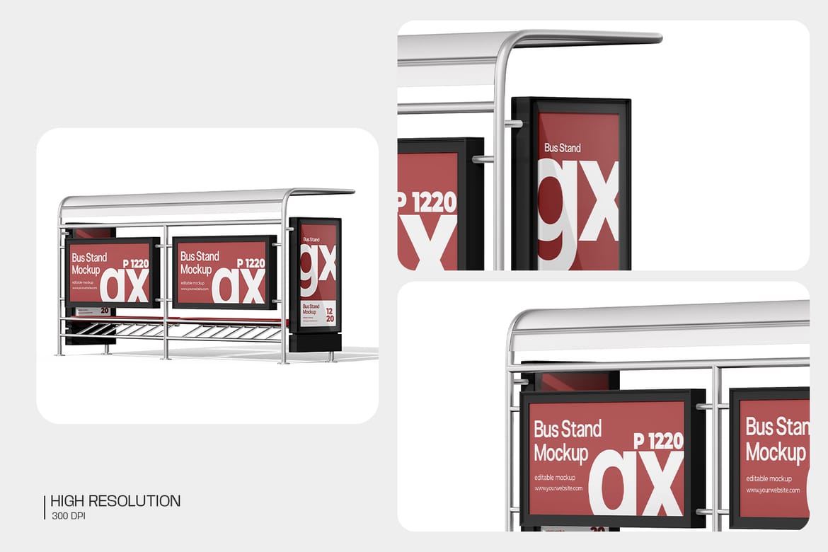 City Bus Stop Billboard Mockup 