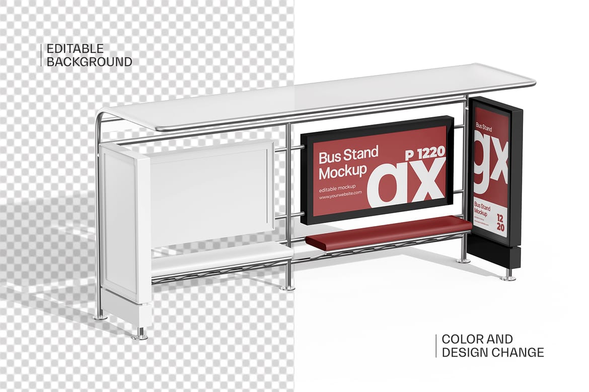 City Bus Stop Billboard Mockup 