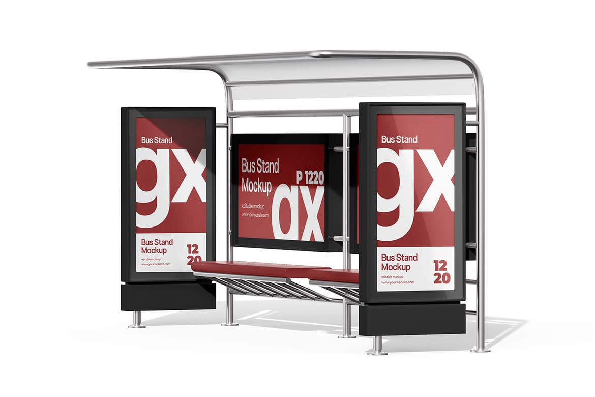 City Bus Stop Billboard Mockup 