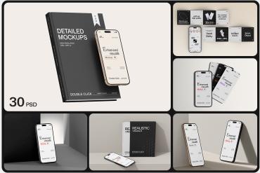 Smartphone & Book with Card Mockup Set