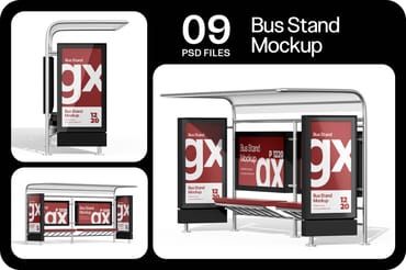 City Bus Stop Billboard Mockup 
