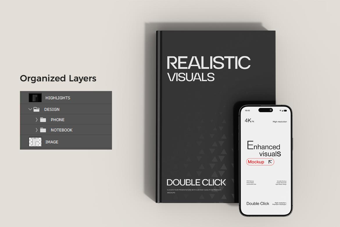 Smartphone & Book with Card Mockup Set