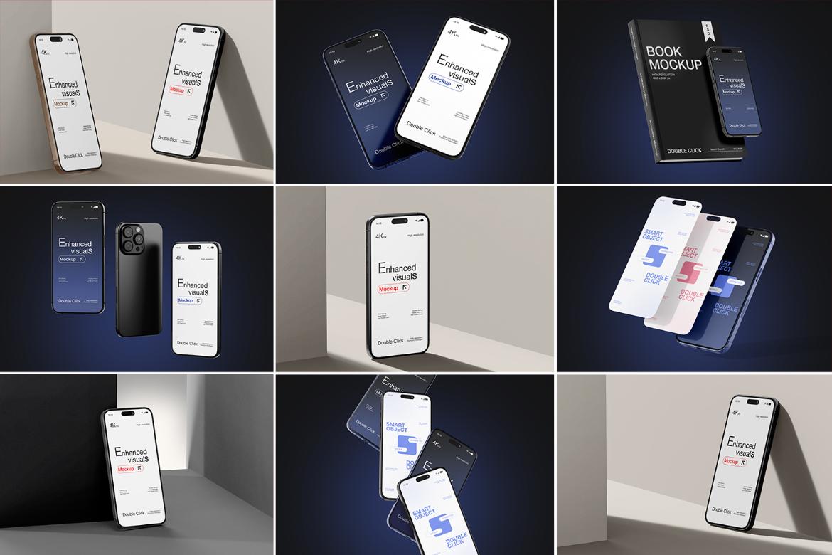 Smartphone & Book with Card Mockup Set