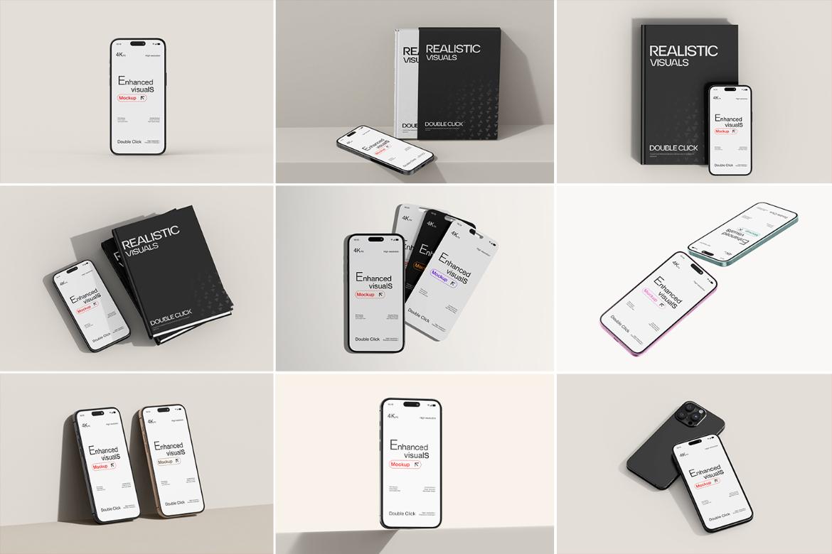 Smartphone & Book with Card Mockup Set
