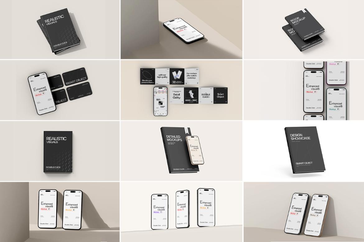 Smartphone & Book with Card Mockup Set