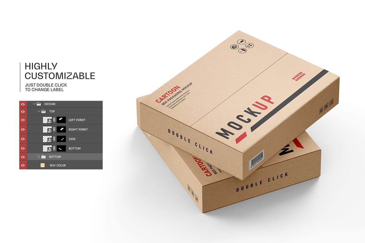 Kraft Carton Box Packaging Mockup
