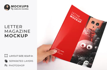 Letter Magazine in Hand Mockup