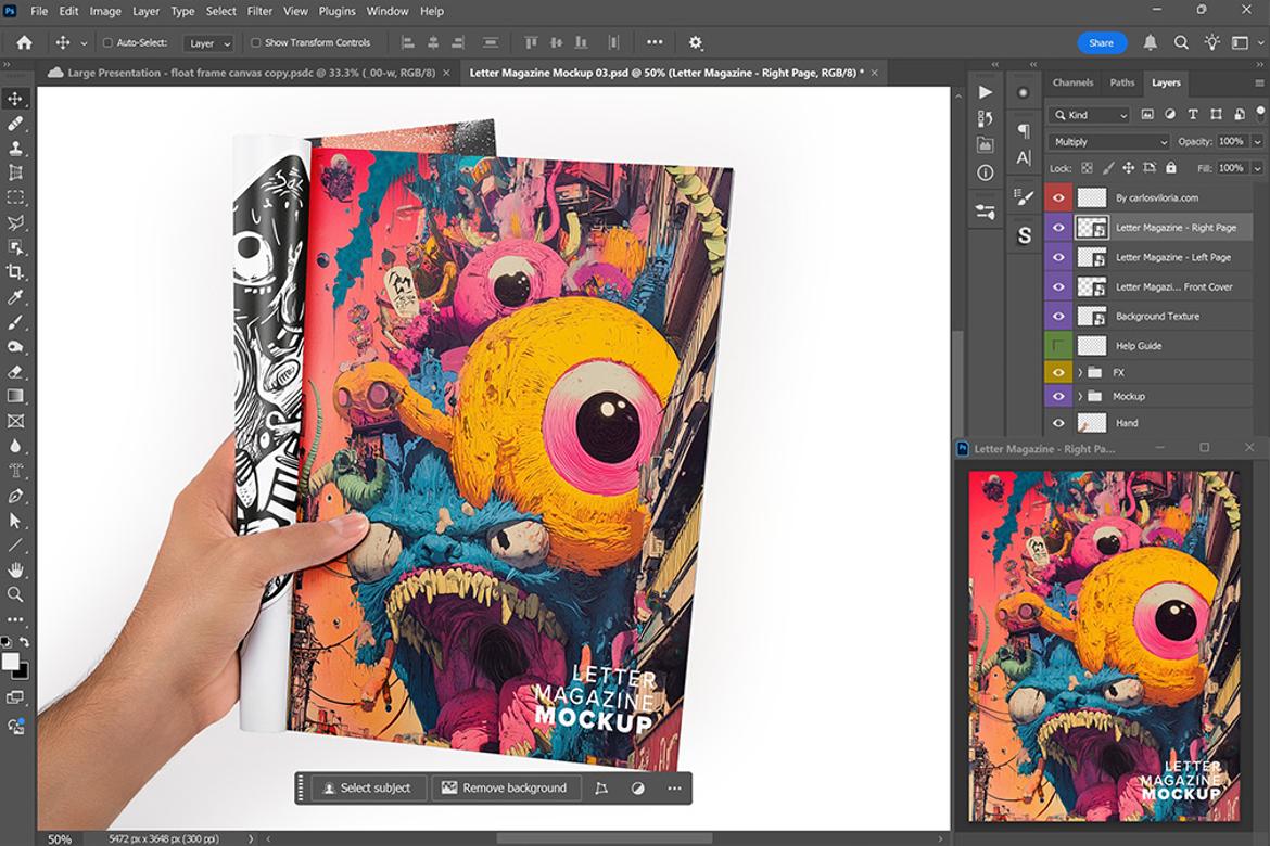 Rolled Half Letter Page Magazine Mockup