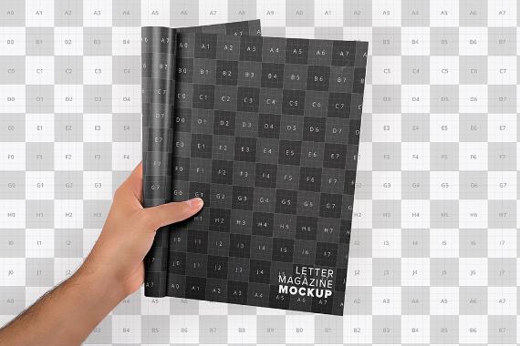 Rolled Half Letter Page Magazine Mockup