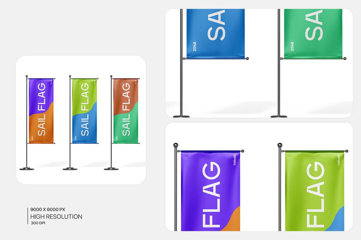 Vertical Sail Flag Mockup