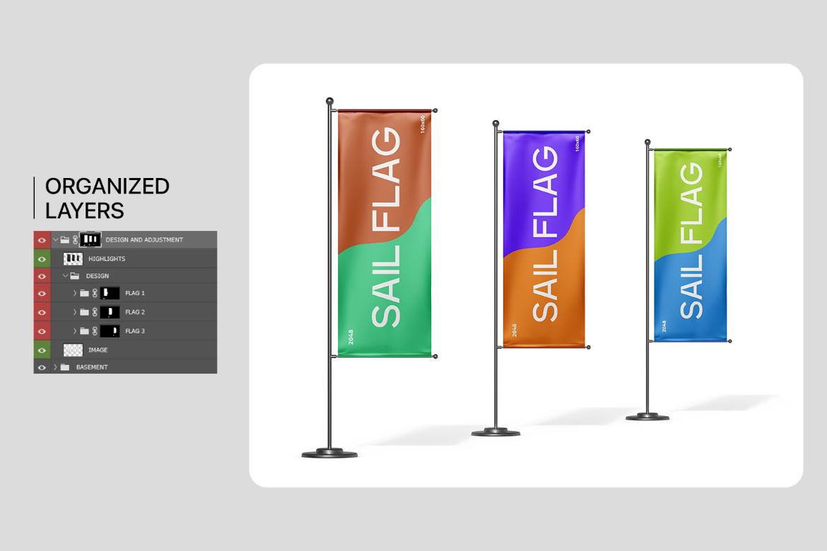 Vertical Sail Flag Mockup