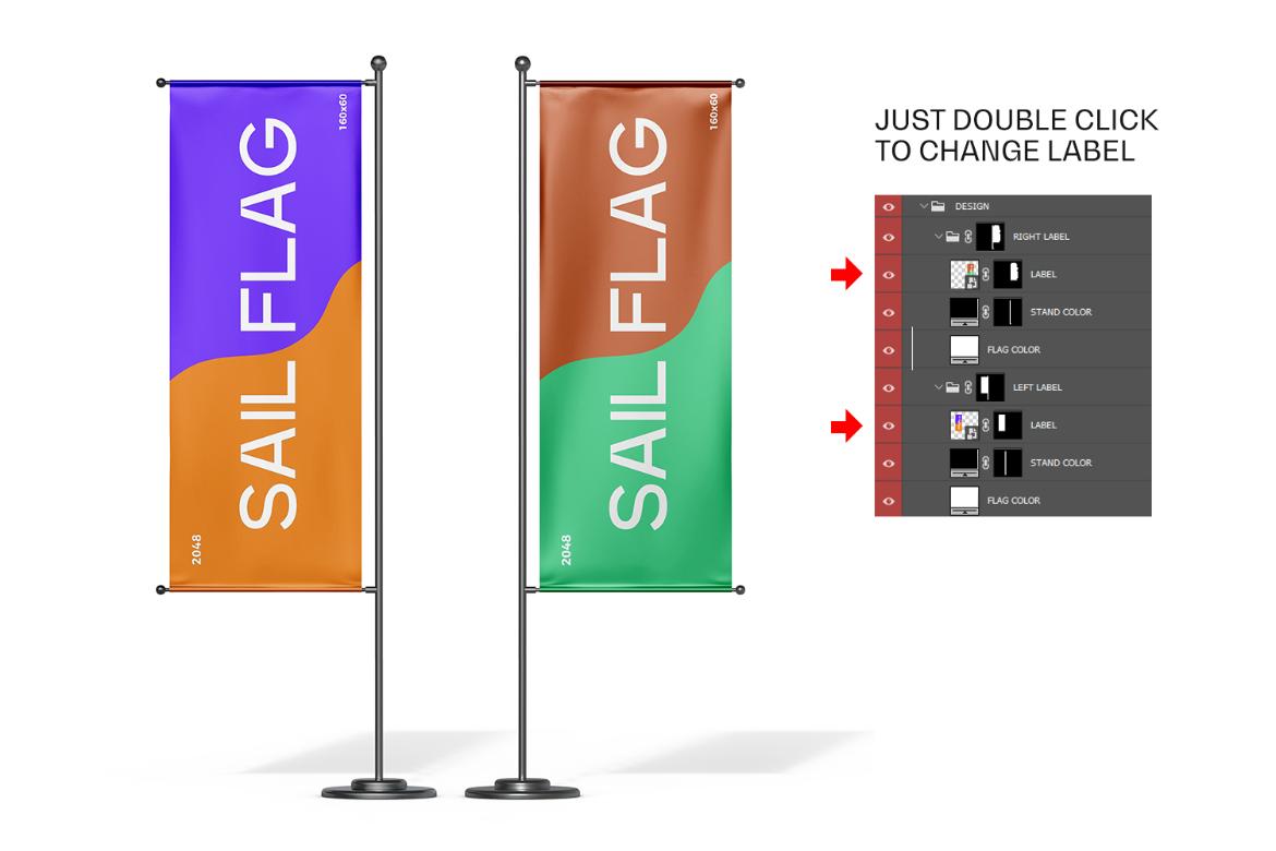 Vertical Sail Flag Mockup