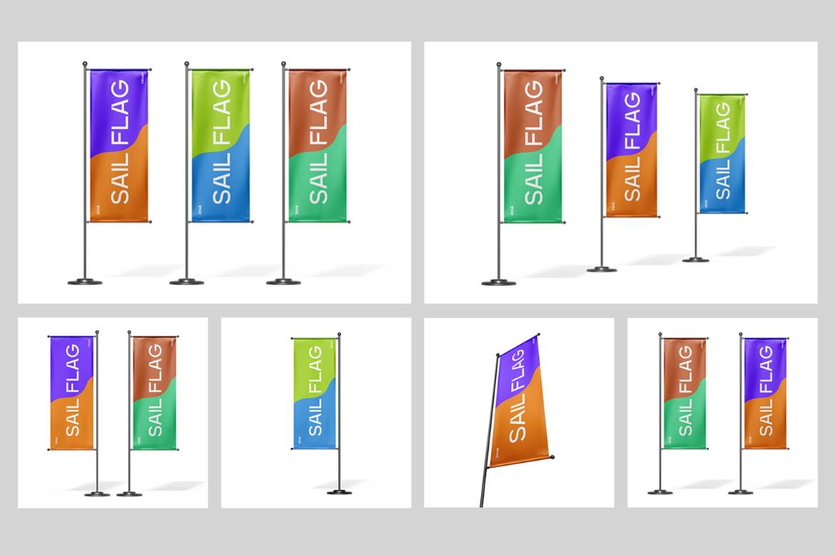 Vertical Sail Flag Mockup