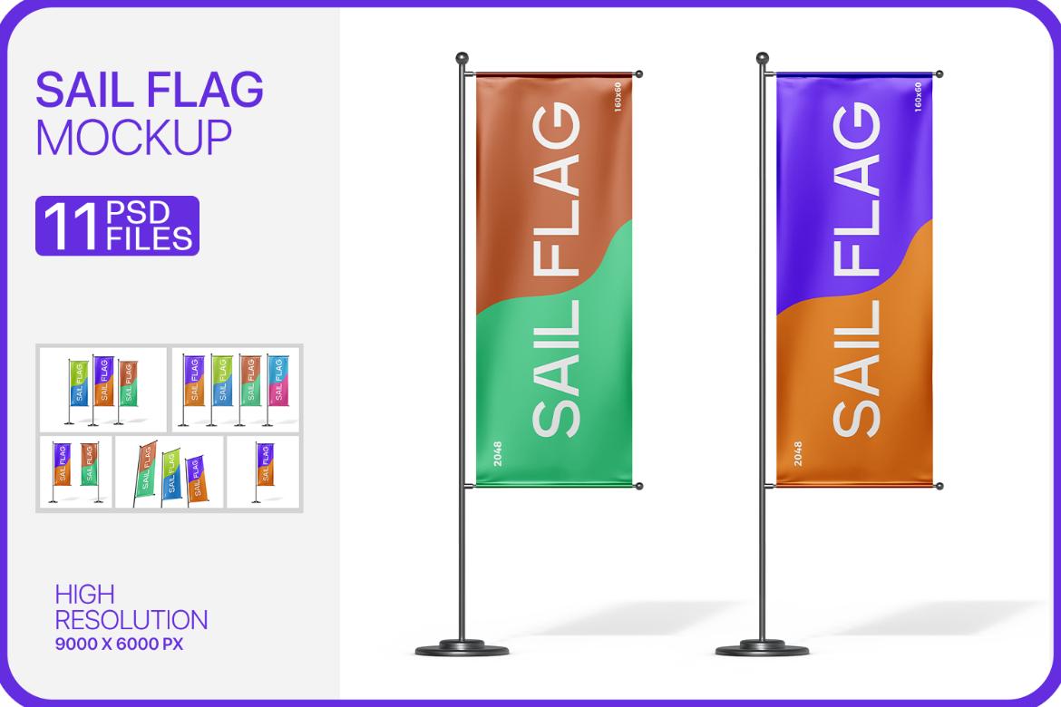 Vertical Sail Flag Mockup