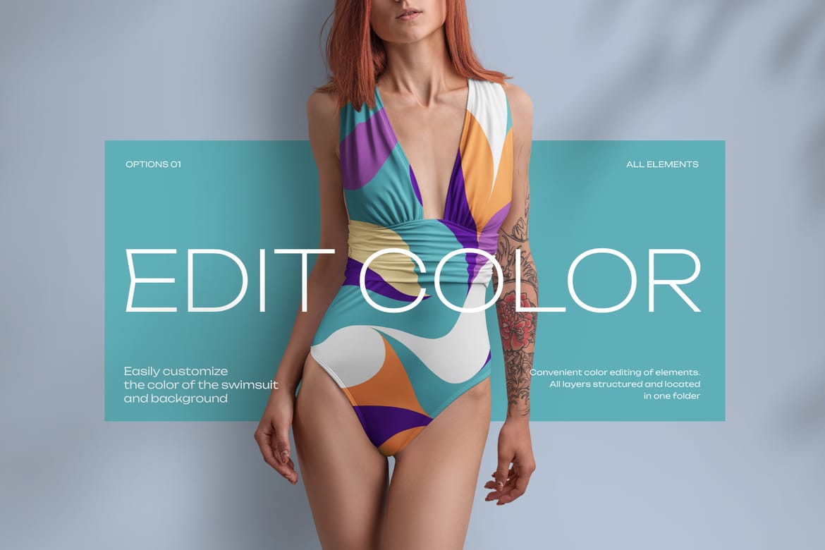 8 Mockups of a One Piece  Women's Swimsuit. vol.02