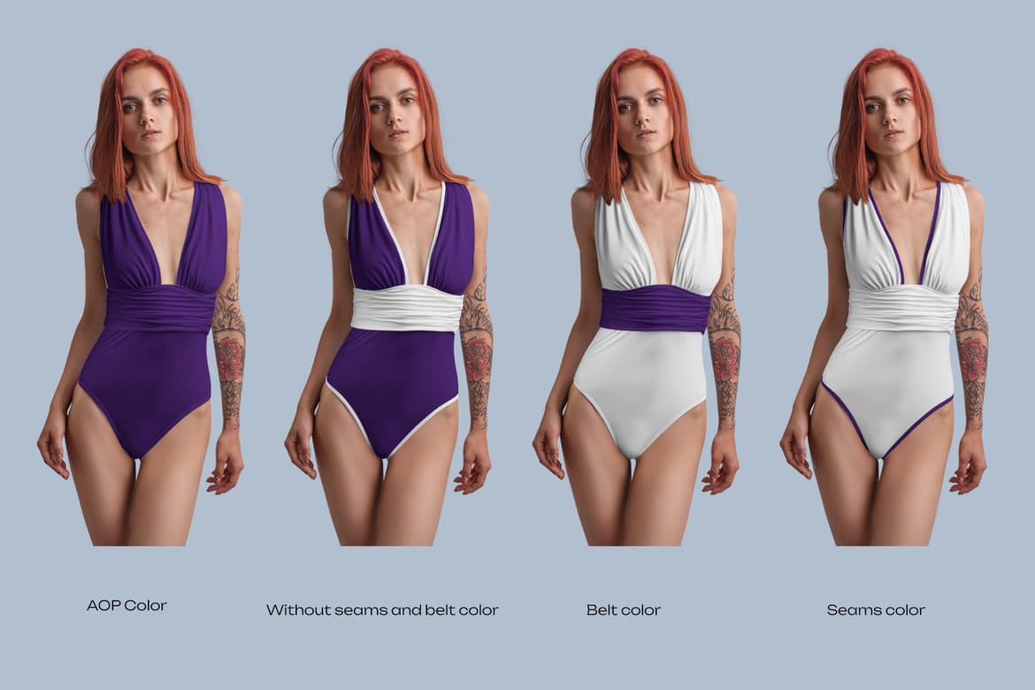 8 Mockups of a One Piece  Women's Swimsuit. vol.02