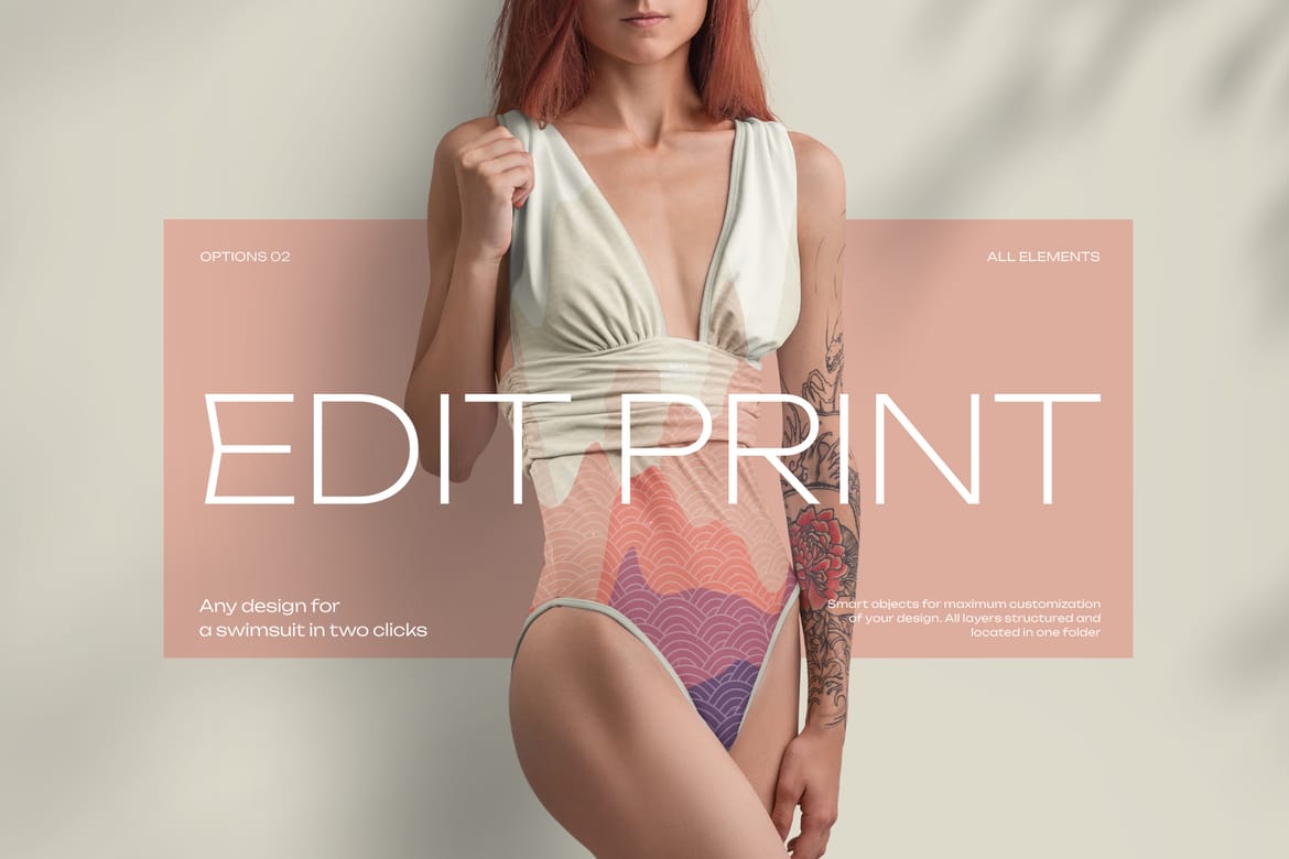 8 Mockups of a One Piece  Women's Swimsuit. vol.02