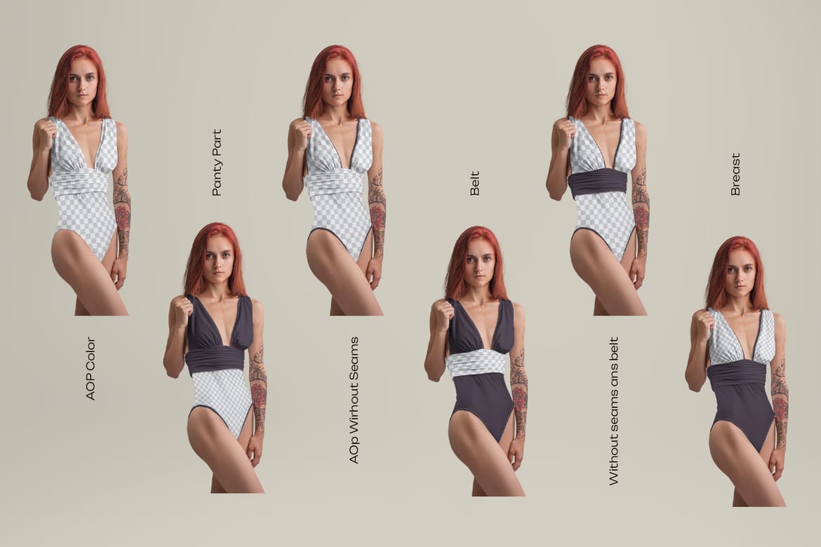 8 Mockups of a One Piece  Women's Swimsuit. vol.02