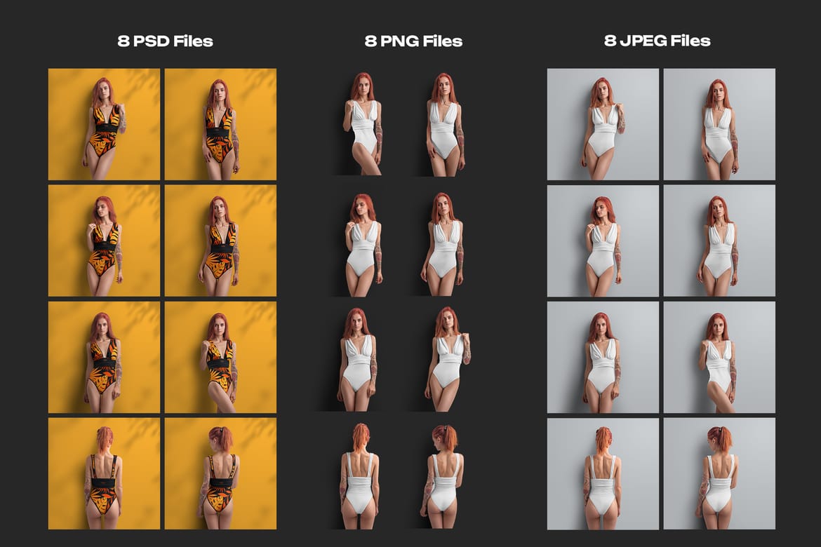 8 Mockups of a One Piece  Women's Swimsuit. vol.02